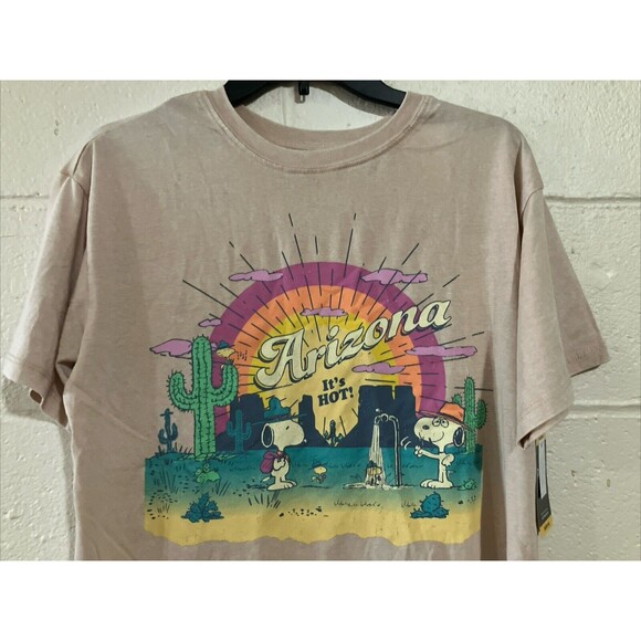 Peanuts Women's Retro Snoopy Lightweight Soft Comfortable Fabric Tee Size M Tan - Picture 1 of 6